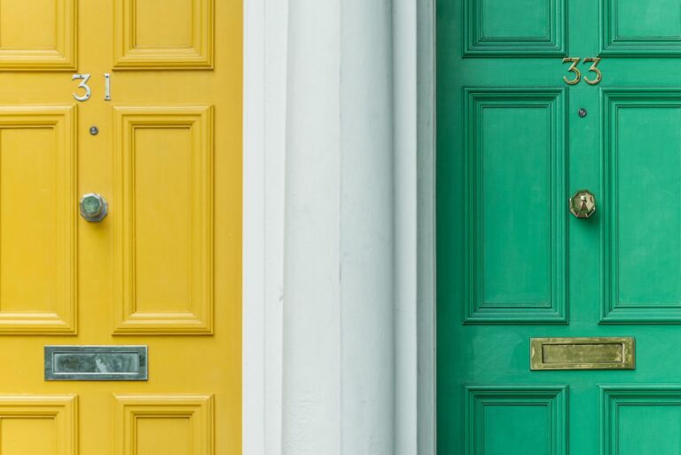 green door beside yellow door