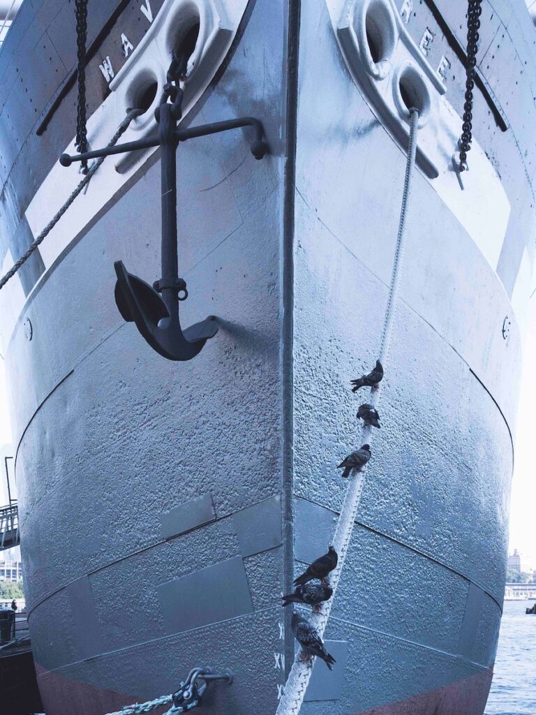 low angle photo of ship